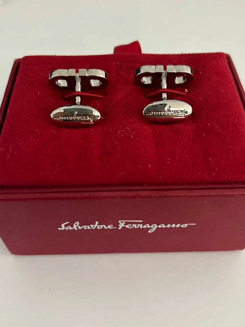 Ferragamo Silver Interlocking Logo Cufflinks - Men Accessories. Never used.
